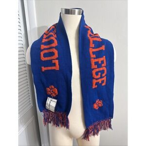 NWT Louisiana College Scarf Wildcats Blue Orange Quality Custom Knitwear 54"x8"